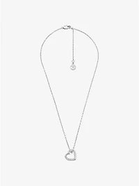 Pavé Heart Curb-Link Necklace