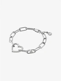 Pavé Heart Curb-Link Bracelet