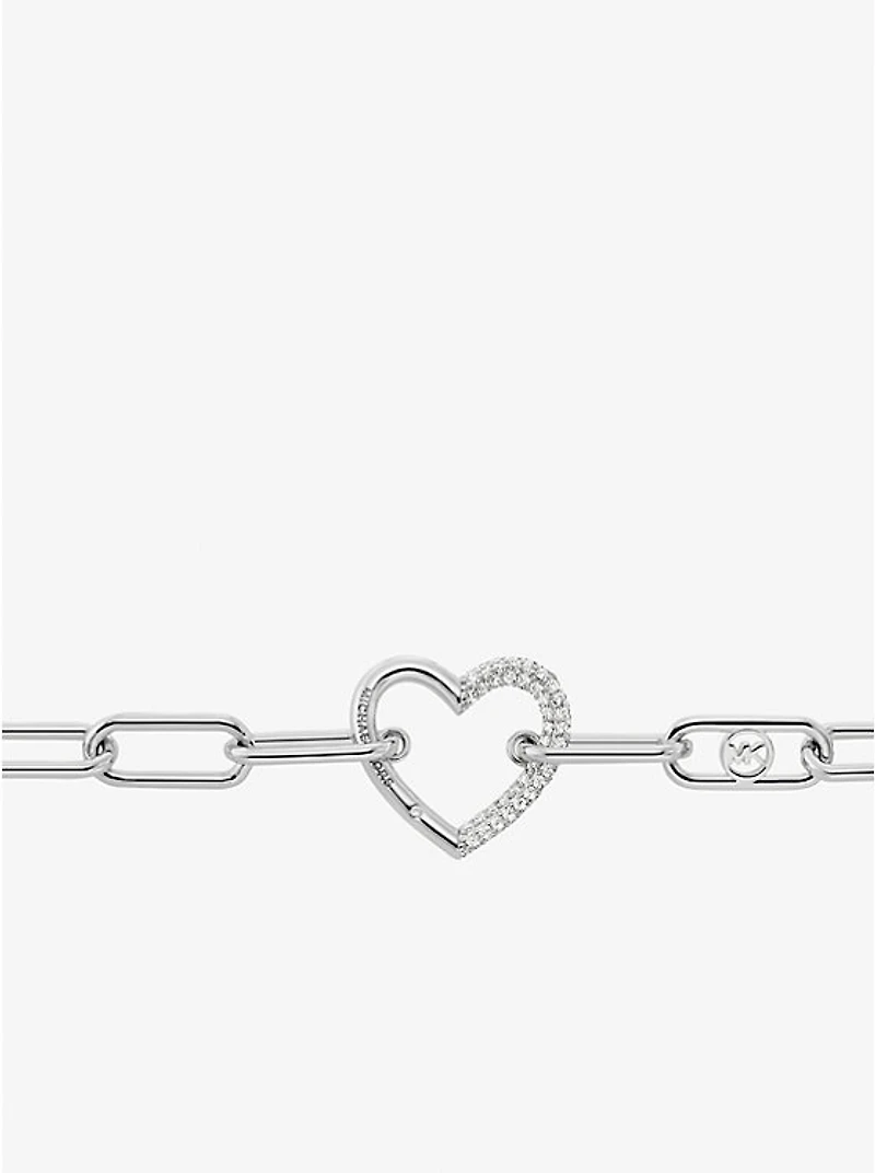 Pavé Heart Curb-Link Bracelet