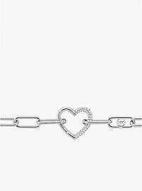 Pavé Heart Curb-Link Bracelet
