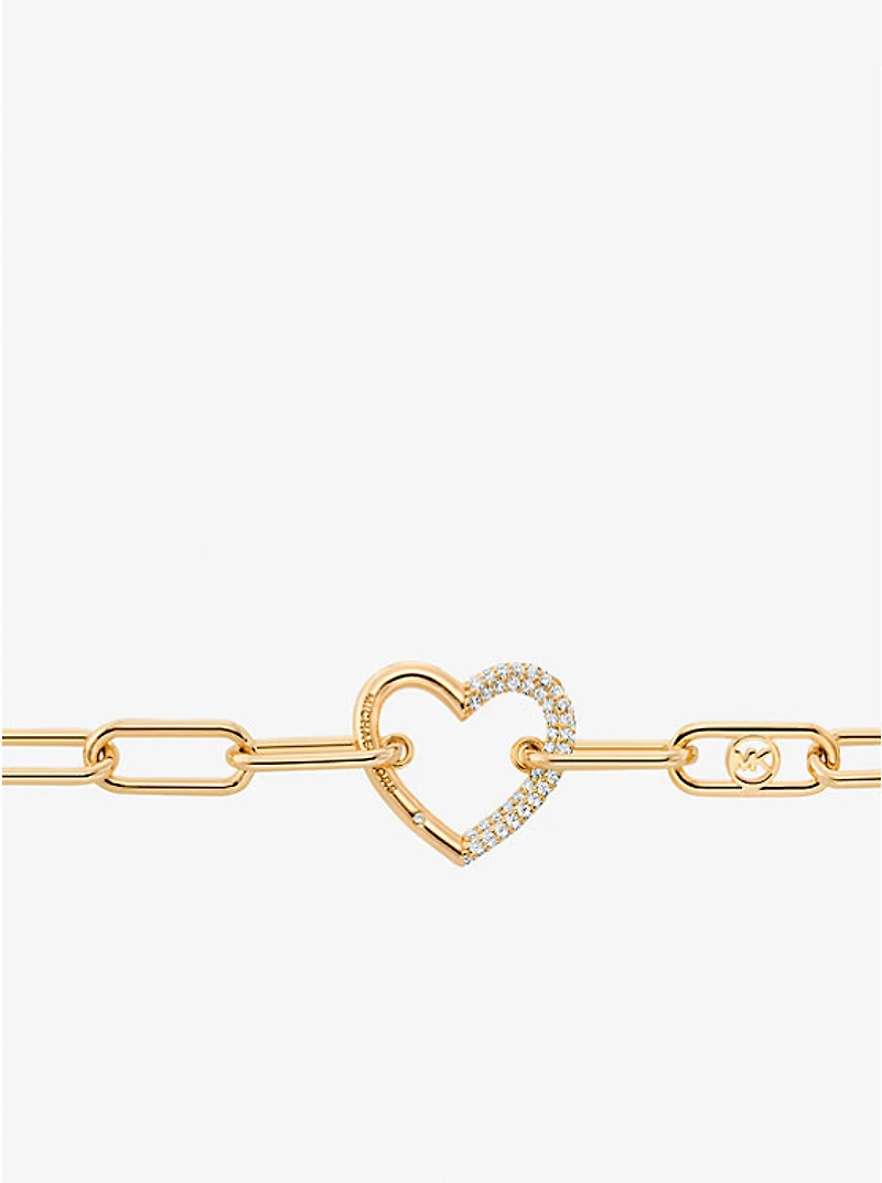 Pavé Heart Curb-Link Bracelet