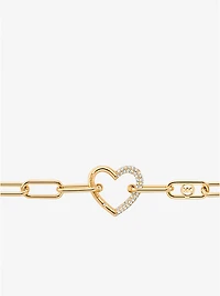 Pavé Heart Curb-Link Bracelet