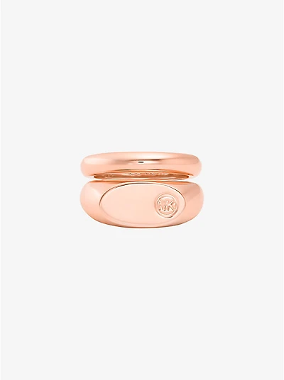 Logo Engraved Double Layered Signet Ring