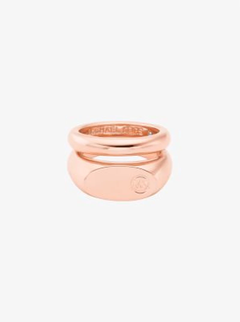 Logo Engraved Double Layered Signet Ring
