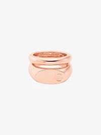 Logo Engraved Double Layered Signet Ring