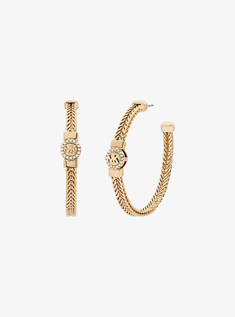 Pavé Logo Foxtail Chain Hoop Earrings