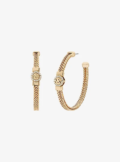 Pavé Logo Foxtail Chain Hoop Earrings