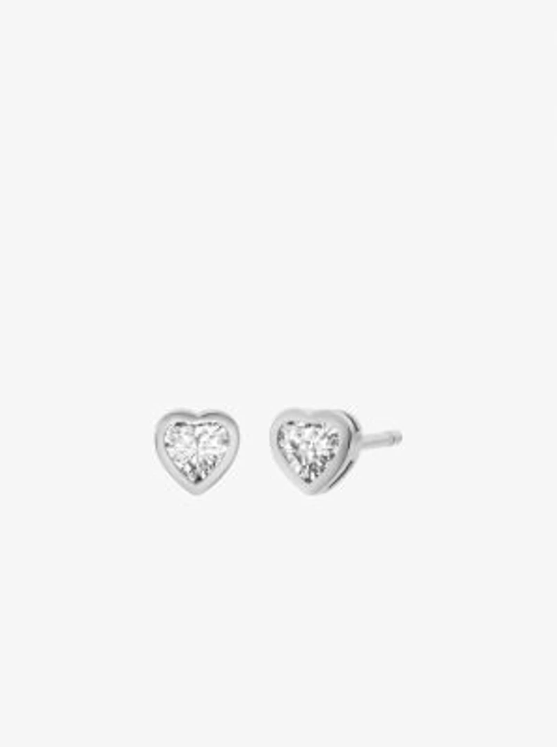 Cubic Zirconia Hearts Slider Bracelet and Stud Earrings