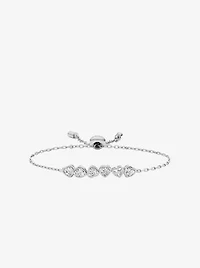 Cubic Zirconia Hearts Slider Bracelet and Stud Earrings