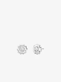 Pavé Flower Charm Bracelet and Stud Earrings Jewelry Set