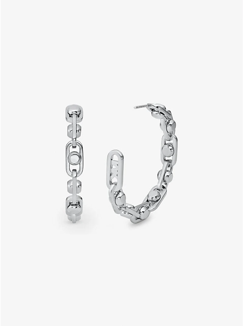 Astor Link Medium Precious Metal-Plated Brass Hoop Earrings