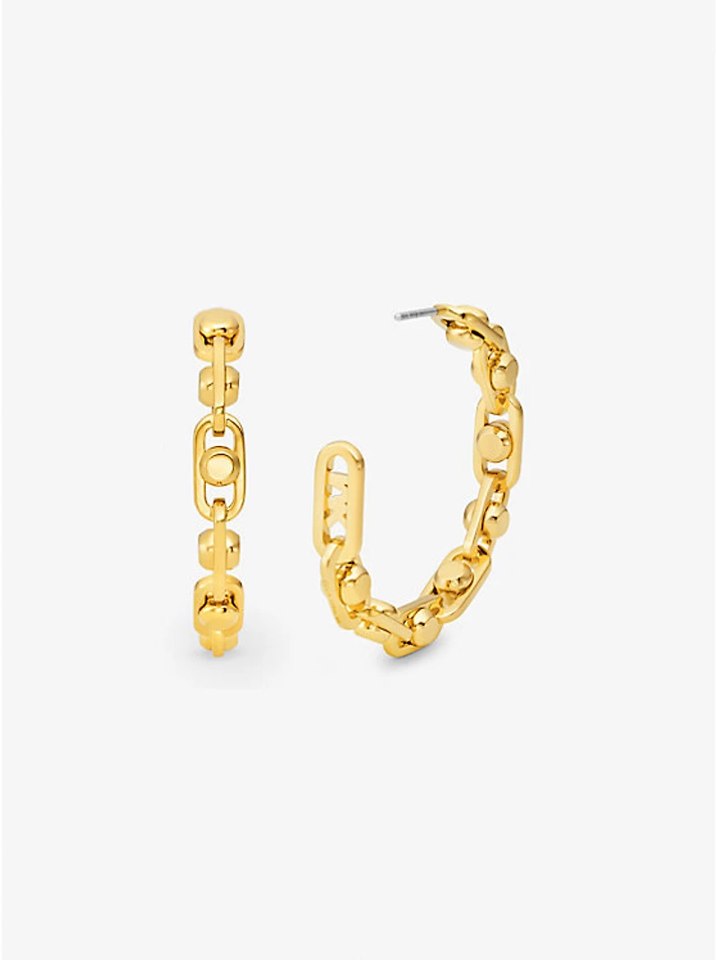 Astor Link Medium Precious Metal-Plated Brass Hoop Earrings