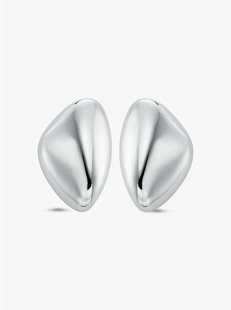 Large Precious Metal-Plated Brass Pebble Earrings