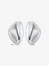 Large Precious Metal-Plated Brass Pebble Earrings