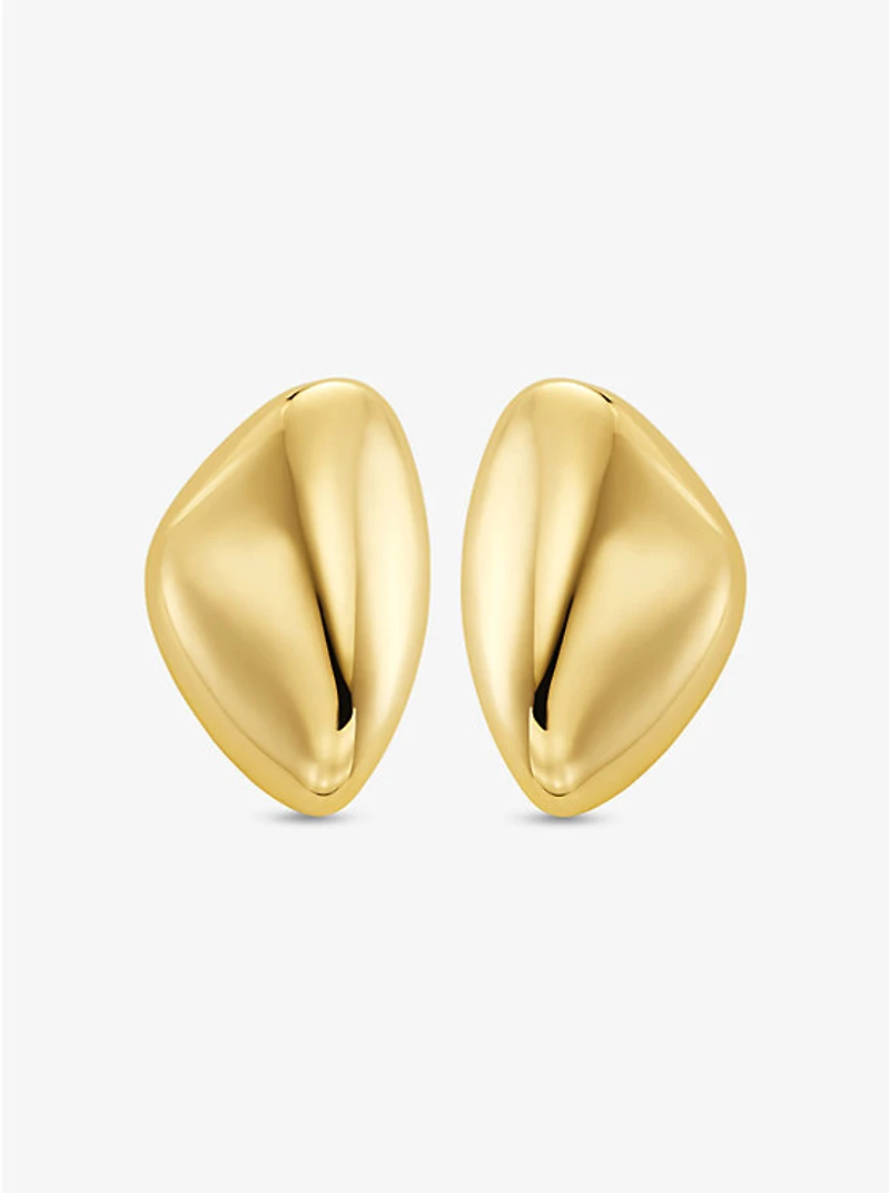 Large Precious Metal-Plated Brass Pebble Earrings