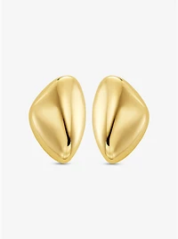 Large Precious Metal-Plated Brass Pebble Earrings