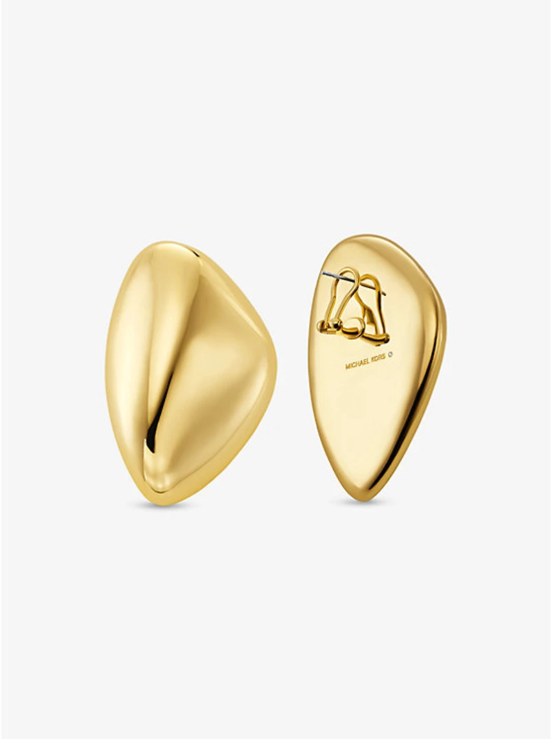 Large Precious Metal-Plated Brass Pebble Earrings