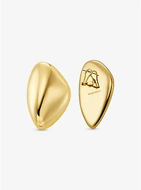 Large Precious Metal-Plated Brass Pebble Earrings