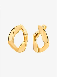 Precious Metal-Plated Brass Curb Link Hoop Earrings