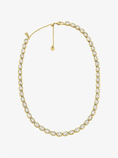 Precious Metal-Plated Cubic Zirconia Tennis Necklace