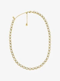 Precious Metal-Plated Cubic Zirconia Tennis Necklace