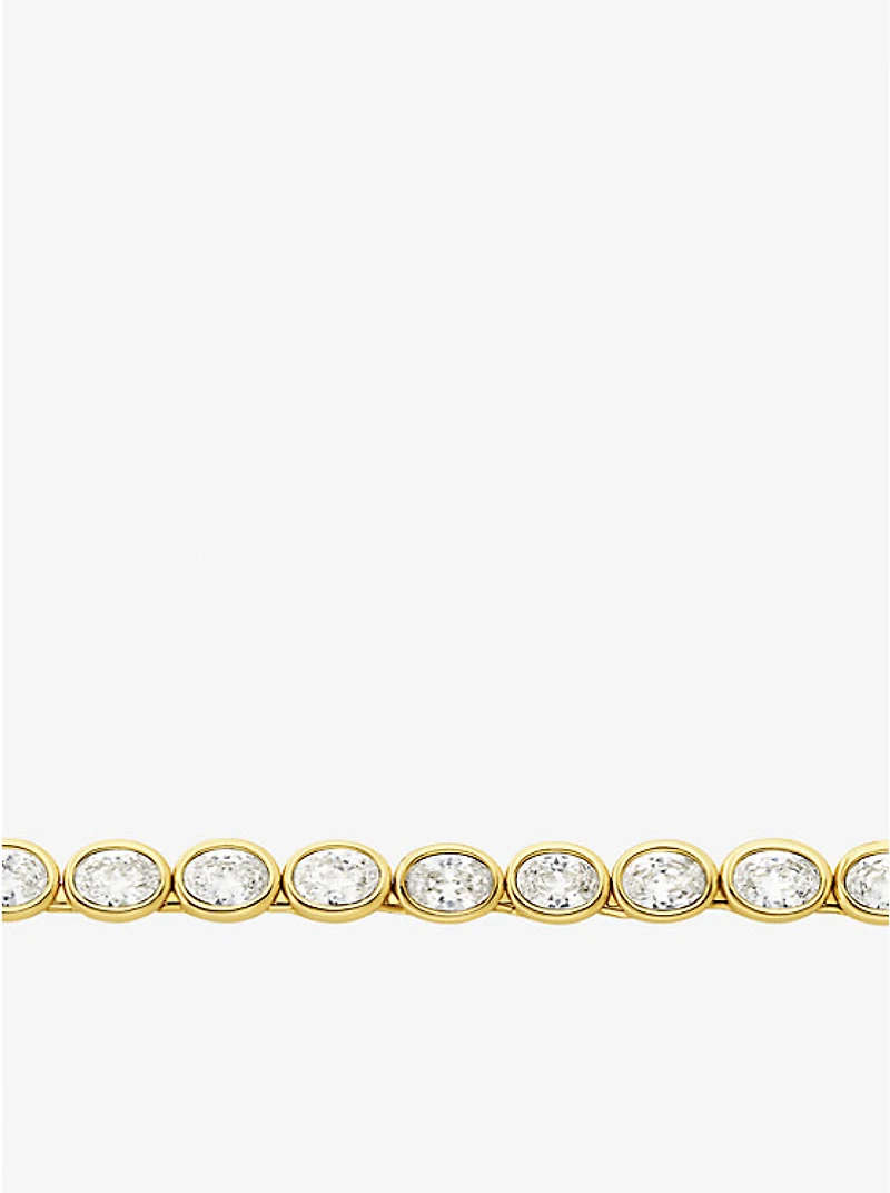 Precious Metal-Plated Cubic Zirconia Tennis Necklace