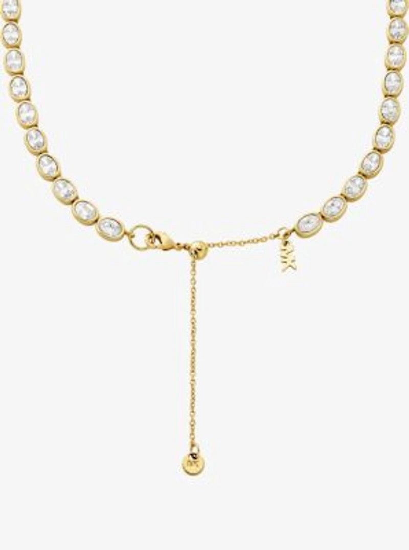 Precious Metal-Plated Cubic Zirconia Tennis Necklace