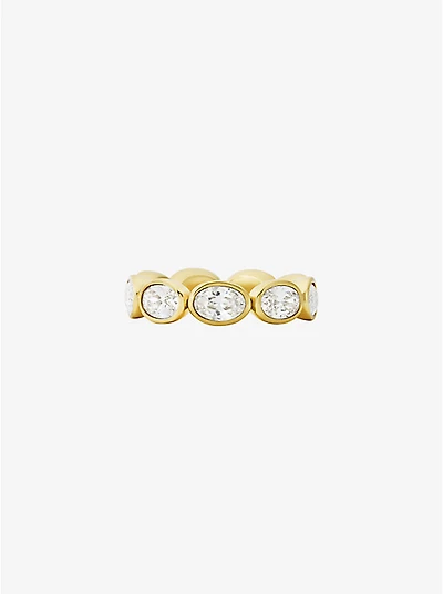 Precious Metal-Plated Cubic Zirconia Tennis Ring