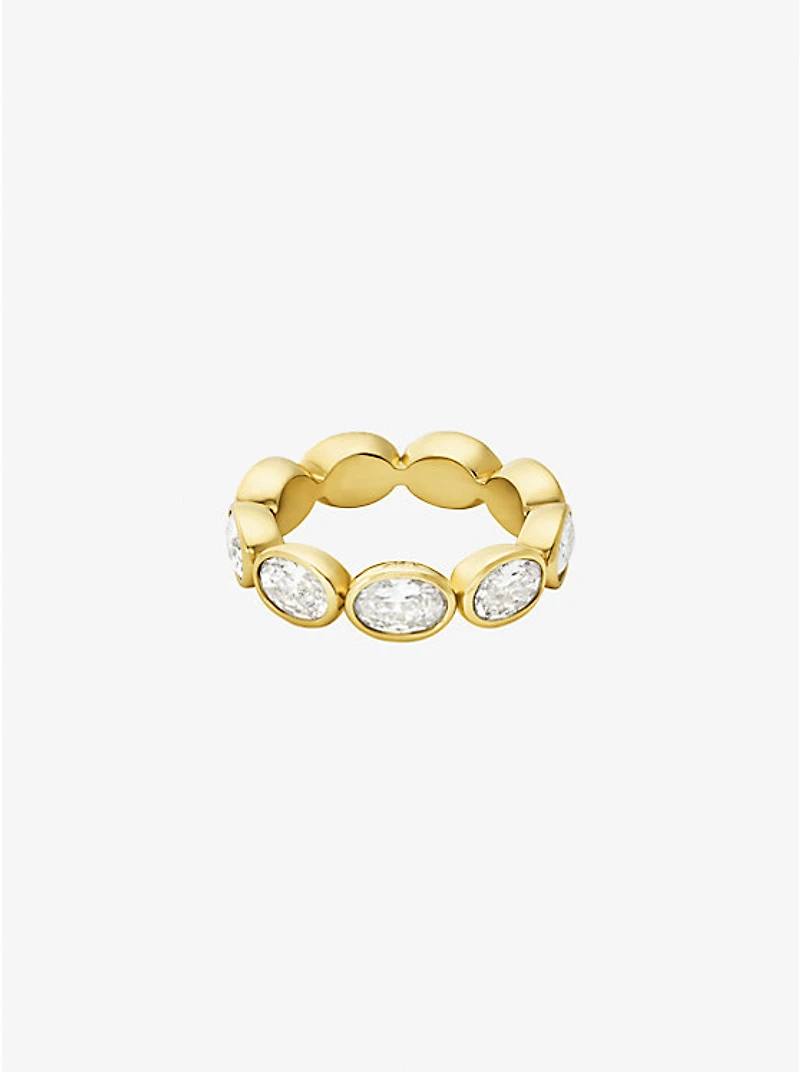 Precious Metal-Plated Cubic Zirconia Tennis Ring
