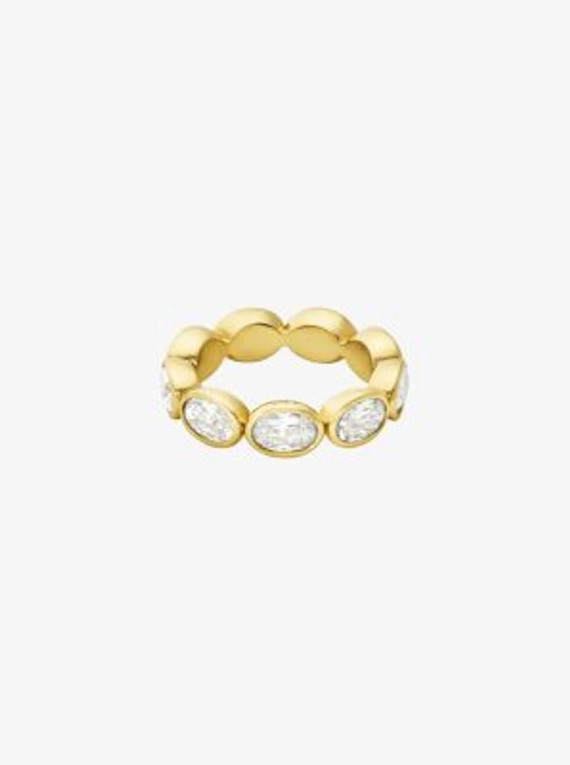 Precious Metal-Plated Cubic Zirconia Tennis Ring