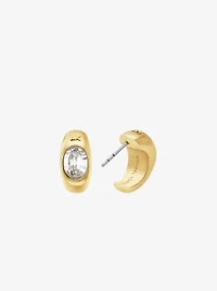 Precious Metal-Plated Cubic Zirconia Huggie Hoop Earrings