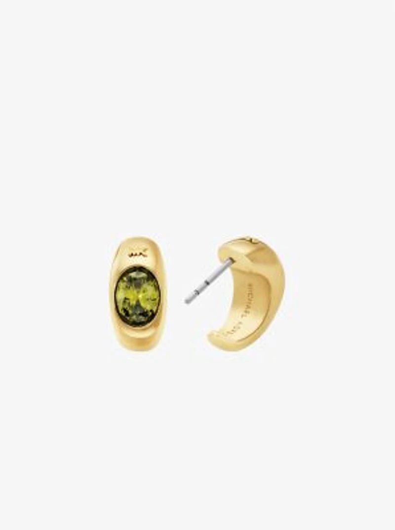Precious Metal-Plated Cubic Zirconia Huggie Hoop Earrings