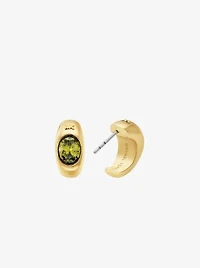 Precious Metal-Plated Cubic Zirconia Huggie Hoop Earrings