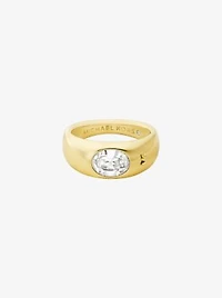 Precious Metal-Plated Cubic Zirconia Signet Ring