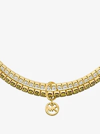 Precious Metal-Plated Brass Double Wrap Stretch Tennis Bracelet