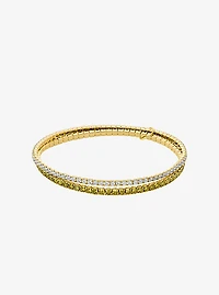 Precious Metal-Plated Brass Double Wrap Stretch Tennis Bracelet