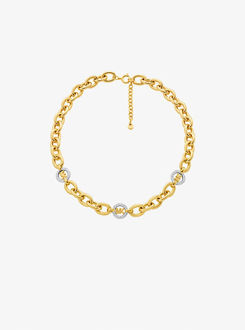 Pavé MK Pop Charm Chain-Link Necklace