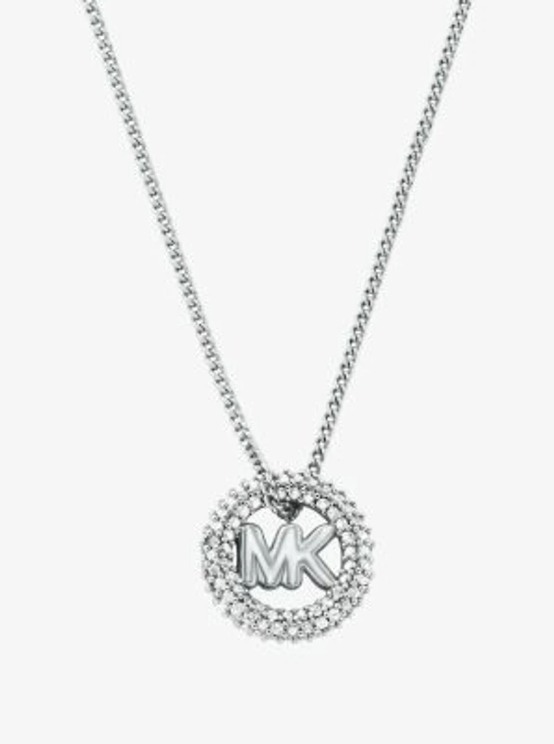 Pavé and Logo Charm Two-Tone Necklace