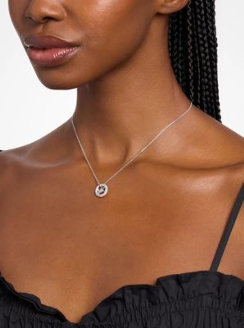 Pavé and Logo Charm Two-Tone Necklace