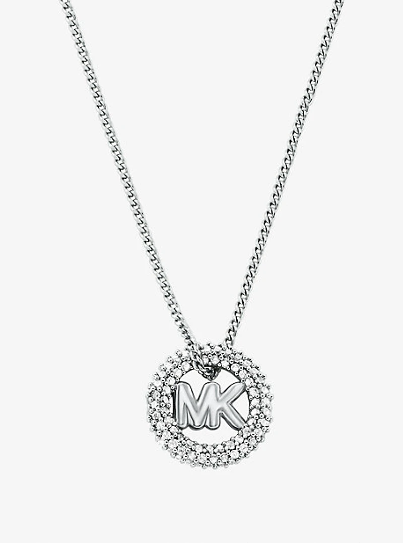 Pavé and Logo Charm Two-Tone Necklace