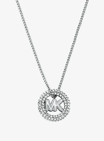 Pavé and Logo Charm Two-Tone Necklace