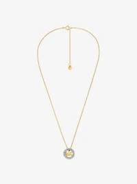 Pavé and Logo Charm Two-Tone Necklace