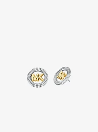 Medium Precious Metal-Plated Brass Pavé Logo Stud Earrings