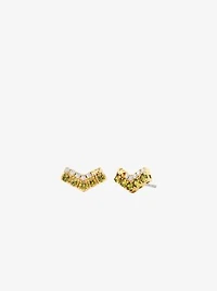 Two-Tone Pavé Chevron Stud Earrings