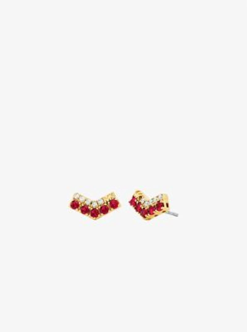Two-Tone Pavé Chevron Stud Earrings