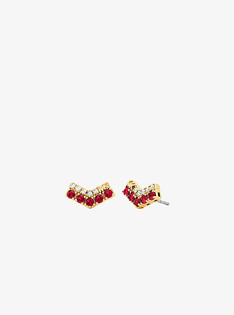 Two-Tone Pavé Chevron Stud Earrings