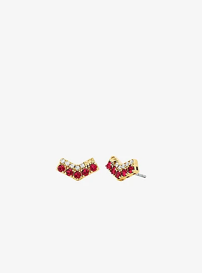 Two-Tone Pavé Chevron Stud Earrings