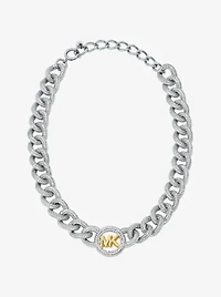 Pavé Logo Curb-Link Necklace