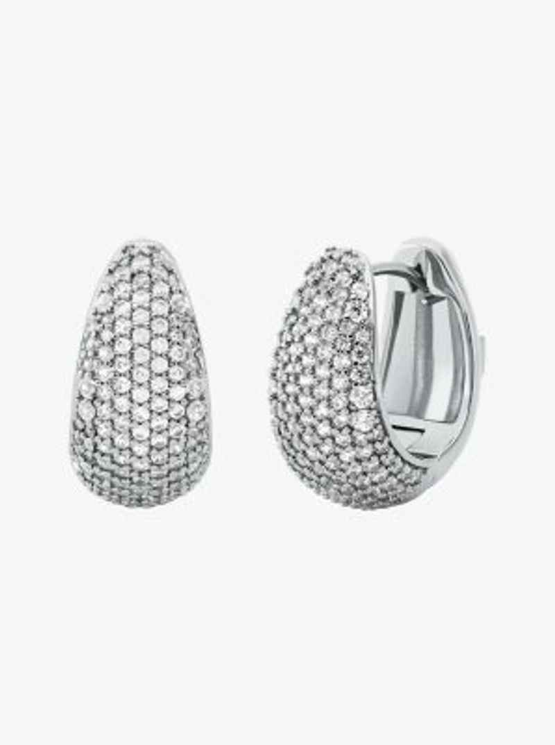 Precious Metal-Plated Brass Pavé Teardrop Huggie Earrings