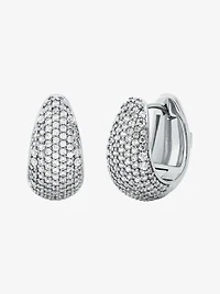 Precious Metal-Plated Brass Pavé Teardrop Huggie Earrings